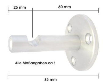 Edelstahl-Vorhangstangenhalter einl�ufig, vollmassiv, V2A